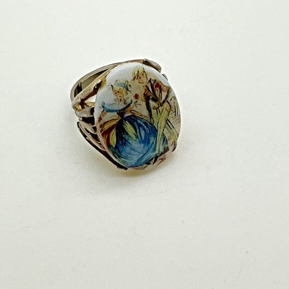 Victorian Courting Couple Vintage  Adjustable Ring Adjustable Size - Picture 2 of 6